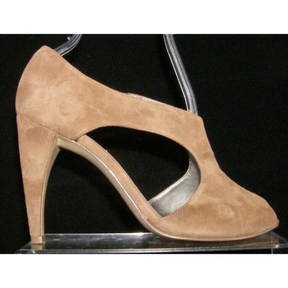 Marc Fisher Clover brown suede peep toe elastic slip on heels 8M - Picture 4 of 11